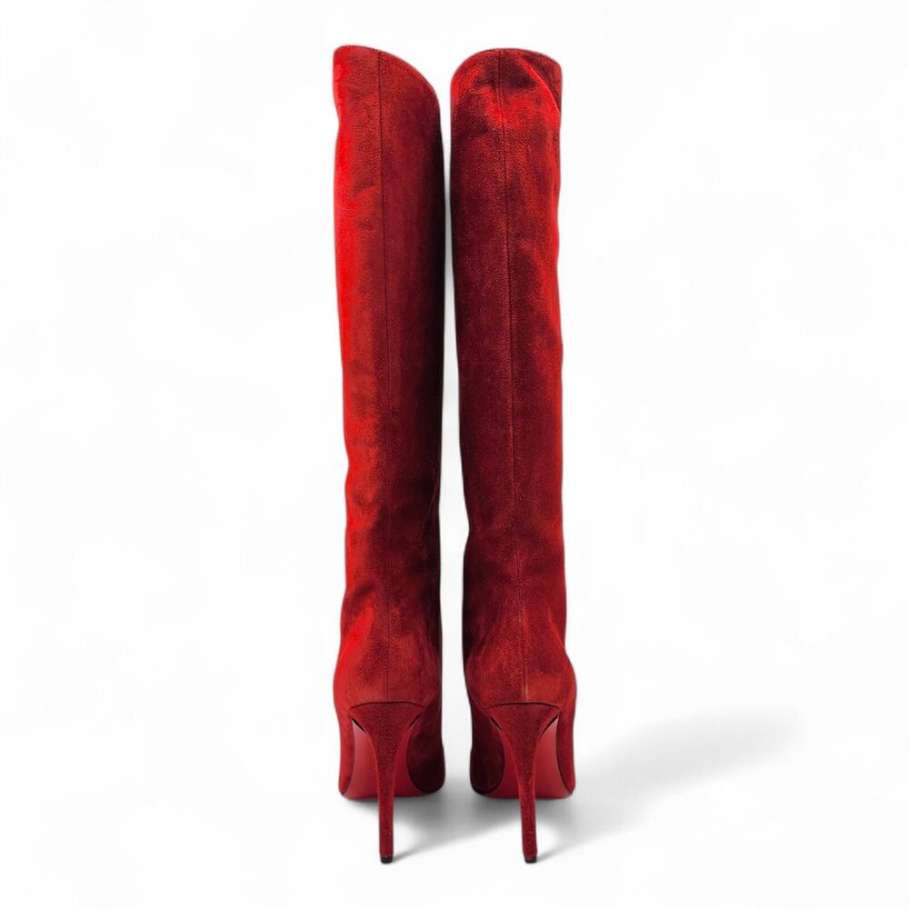Christian Louboutin Vitish 100 Suede Knee-High Boots Red EU 37.5 US 7 $1795 NWB - Picture 4 of 7